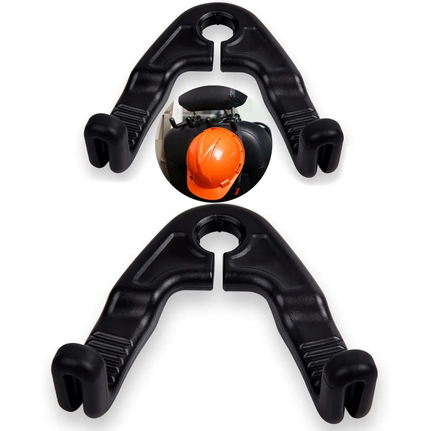 2Pack Hard Hat Holder for Truck Seat, Universal Hard Hat Hanger & Headrest Hook for Car/Truck, Seat Back Organizer for Hard Hats, Safety Vests, Bags & Gear, Durable Hard Hat Buddy Accessory