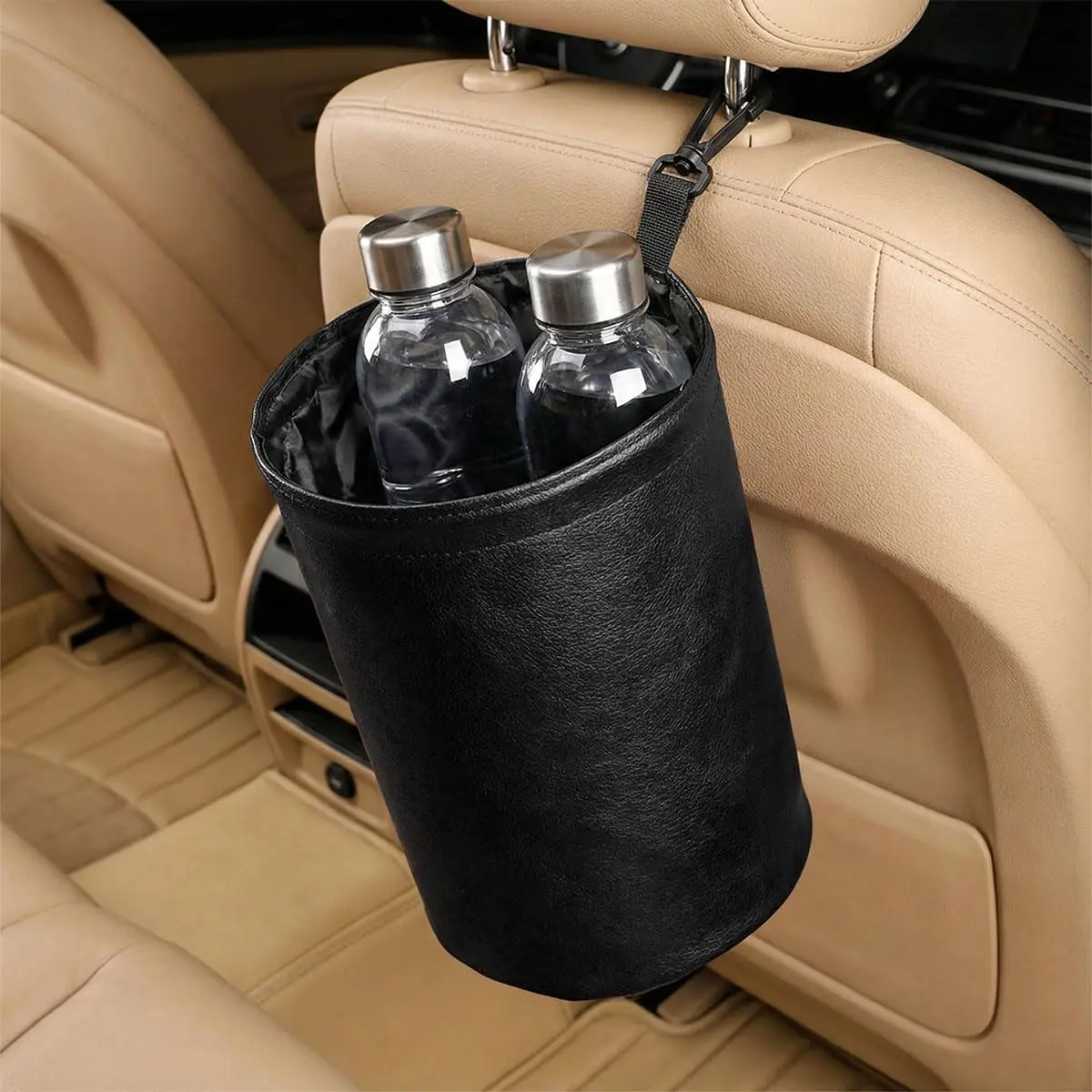 Collapsible Pop-Up  Trash Can, Mini Portable  Storage Bag,   Garbage Can, Multi-Functional Front/ Seat Trash Bin for , , Office (Black)