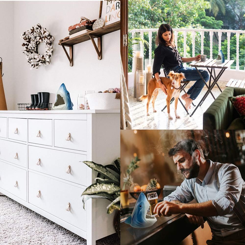 Shark-Shaped Ceramic Cigar Ashtray – Windproof Large Outdoor Ash Tray for Home or Office Decor