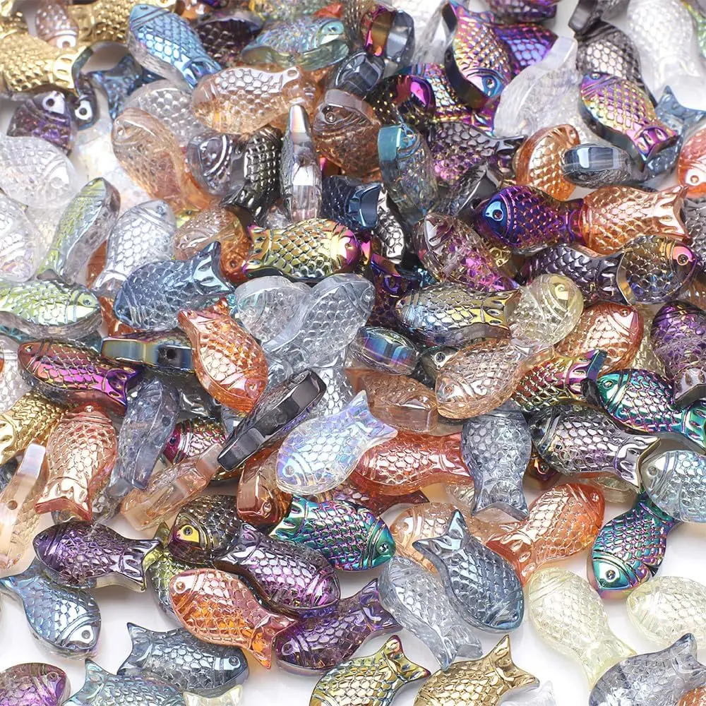 Marine Fade-Proof Fishing Beads - 90-Count Sea Glass Beads for Beginner Crafting, DIY Costume Jewelry Making (Bracelet, Necklace), Backpack Charms