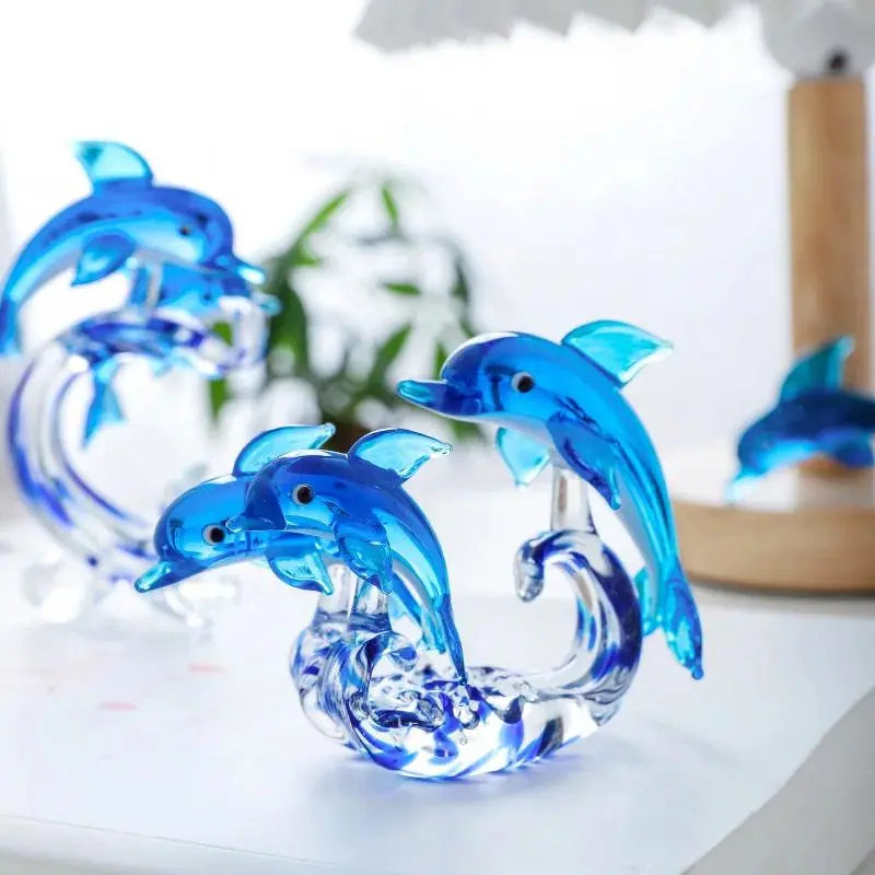 New Creative Decoration Cute Little Dolphin Series Desktop Decoration Glass Living Room Decoration Home Decoration Dolphin Glass