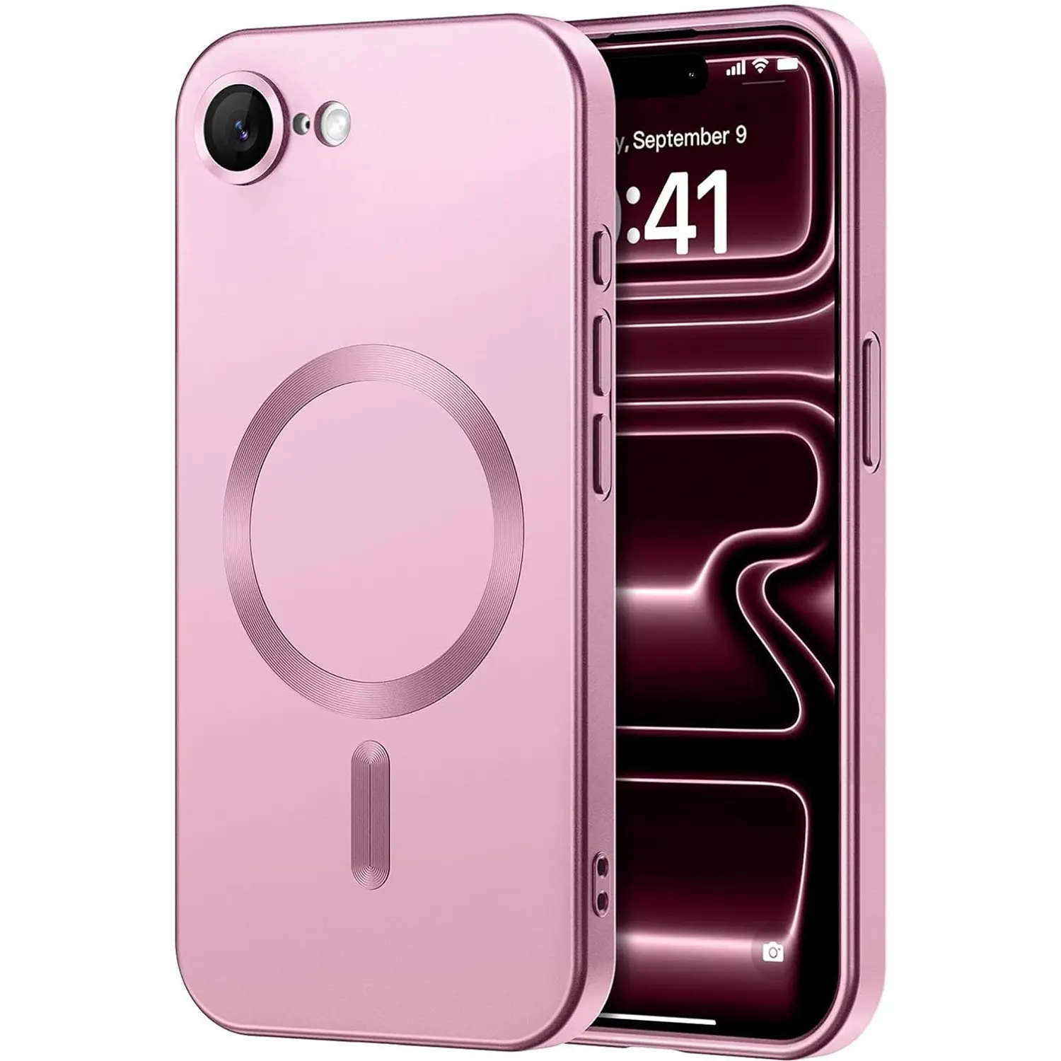 Magnetic Pink phone case for iPhone 7 8Plus SE2 SE3 new style shockproof soft case Compatible with wireless charging