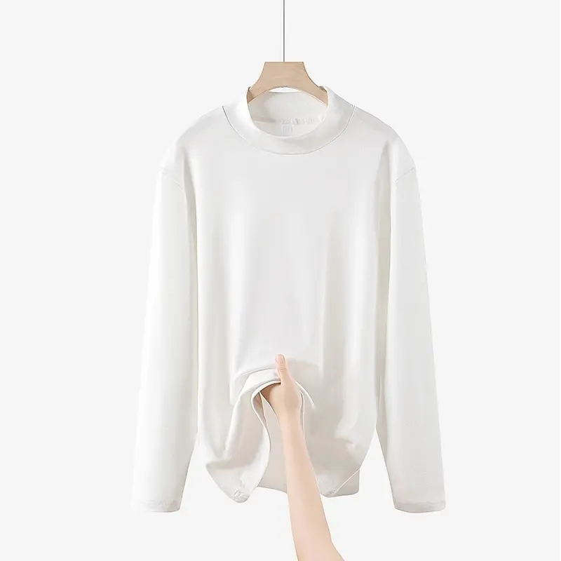 2026 Unisex Casual Mock Neck Long-Sleeve Brushed Fleece Sweatshirt, Solid Color Base Tee with Warmth-Lock Fabric, Soft Skin-Friendly Non-Itchy Cold Wind Resistance