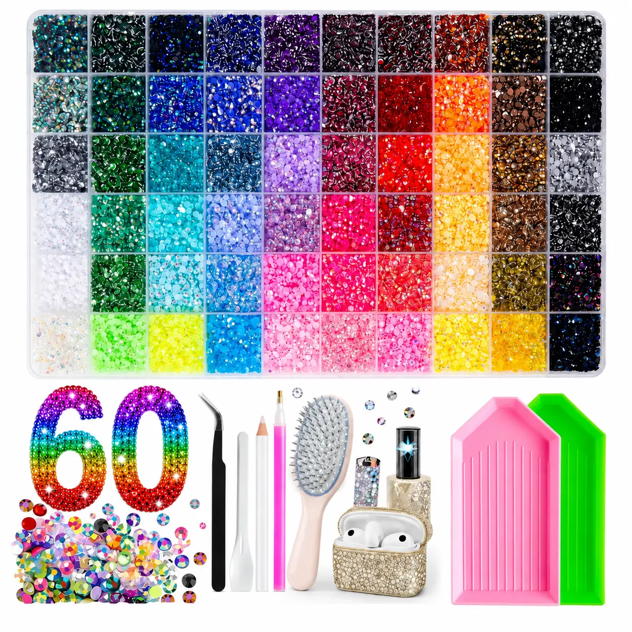 Rhinestone Bedazzling Kit with Tools,Pet Accessory 40000Pcs 3mm Flatback Resin Jelly Rhinestones for Pet Toy Decoration, Cat Toys, Clothes, Shoes, Nail Art, Phone Cases, Tumblers, Book Covers & DIY Crafts