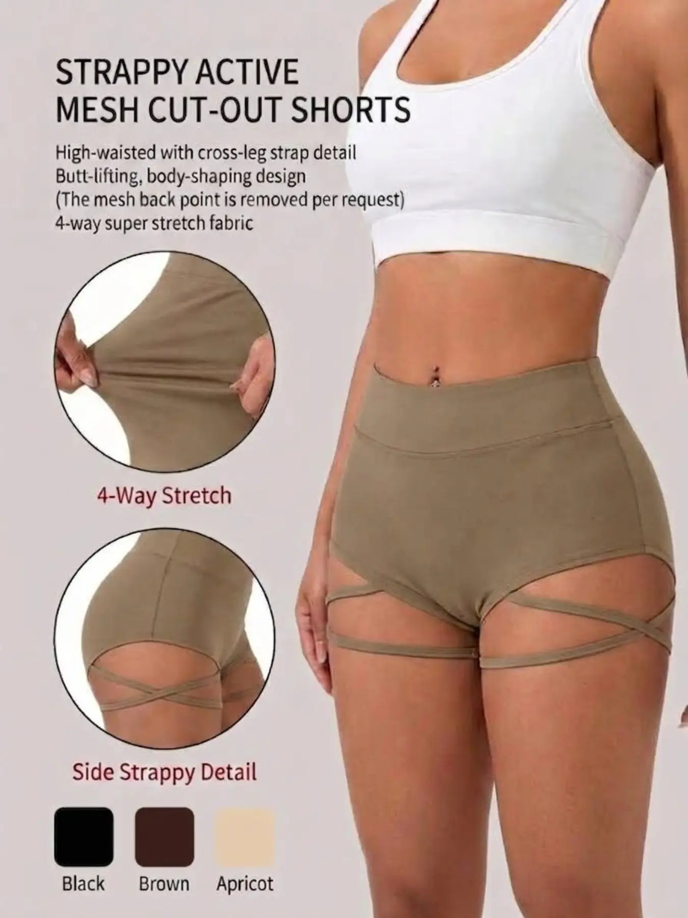 Women's Sexy Belted Butt Lifter Shorts, High Waist Dance Shorts for Fitness Training, Comfortable and Stylish Activewear, Stretchy Athletic Shorts