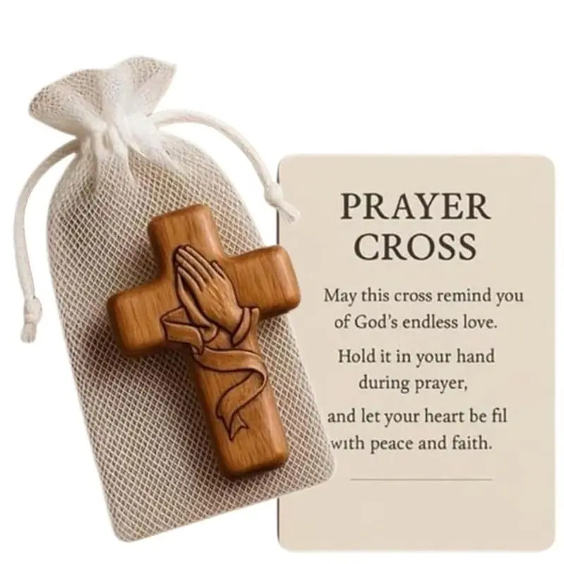 Prayer Cross Gift, Plastic Prayer Hand Cross, Pocket Cross Pendant, Religious Memorial, Lightweight, Elegant Design, Christian Gift, Religious Decorations