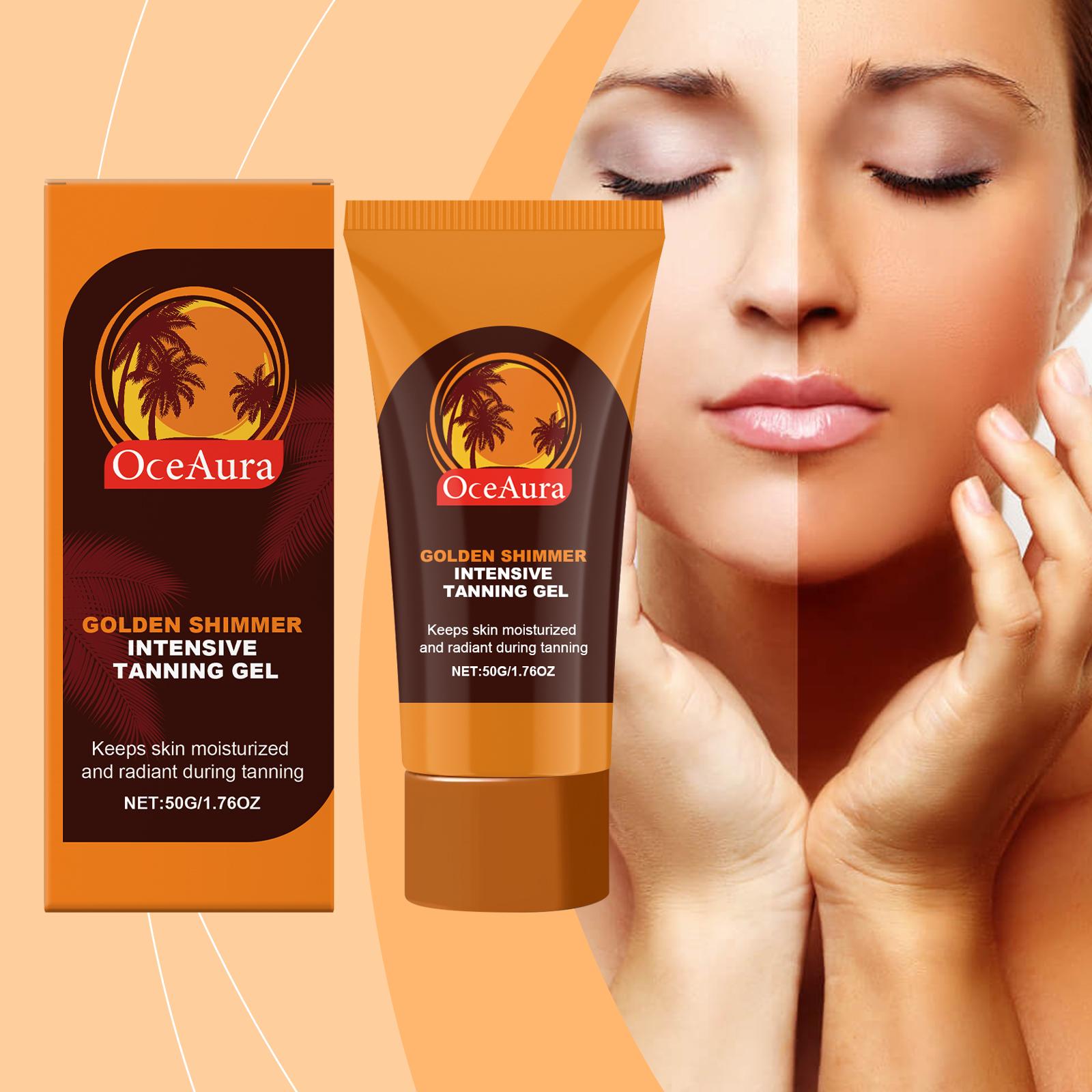 OCEAURA Golden Shimmer Tanning Gel, Sesame & Calendula Dual Care, Mica Shimmer No Color Transfer, Deep Nourishment Natural Radiance, Non-Greasy Fast Absorbing for All Skin