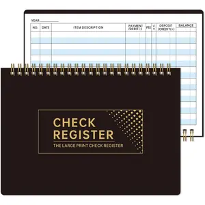 8.5" x 6" Large Print Spiral Bound Checkbook Register, Easy-to-Read Check Registers for Personal Checkbook, Financial Ledger for Debit Card & Personal Bank Checks