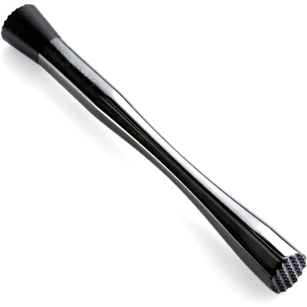 Stainless Steel Cocktail Muddler, Double Sided Bartender Muddlers with Smooth & Textured Ends, Professional Drink Mixer Tool for Mojito Old Fashioned (Black)