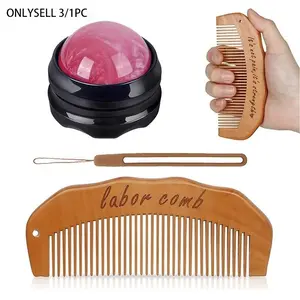 Birth Comb & Massage Roller Ball Kit for Women Labor, Delivery and Childbirth Essentials, Wooden Labor Comb Pregnancy Must Haves, Designed for Expectant Moms