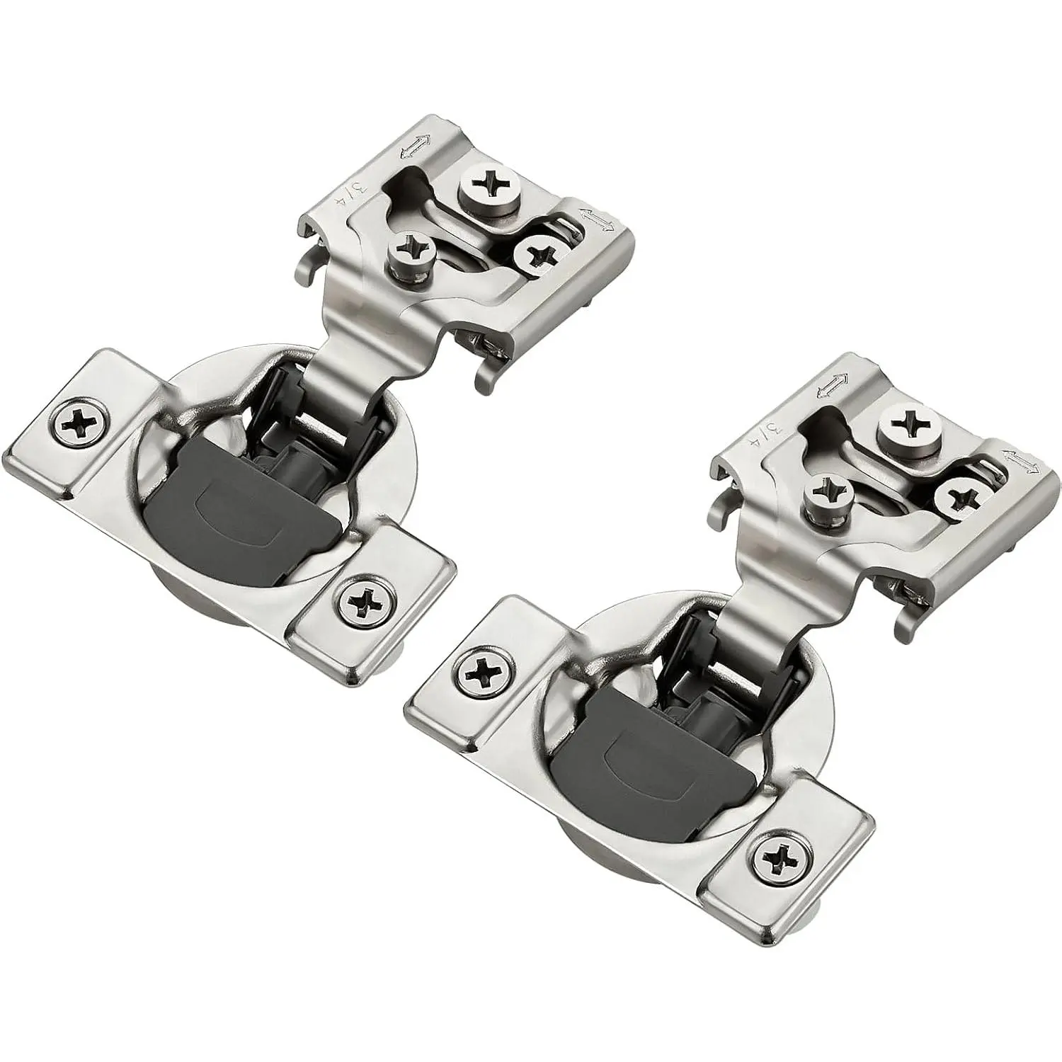 Satin Nickel Soft Close Cabinet Hinges,3/4 Inch Overlay,2 Pack (1 Pairs) | Concealed  Cabinet Hinges, 3 Ways Adjustable Design, Stainless Steel, for  Frame Kitchen Cabinet Doors - 105