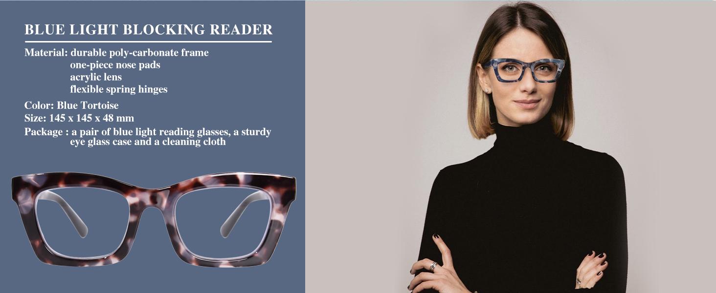 Progressive Reading Glasses for Women Oversized Spring Hinges Progressive Computer Readers Blue Light Blocking