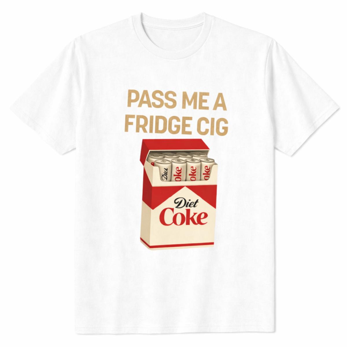 Pass Me A Fridge Cig Retro Soda Humor Graphic T-Shirt |   Comfort Colors Garment Dyed Oversized Heavy Cotton Tee |   Quirky Caffeine Addict Gift