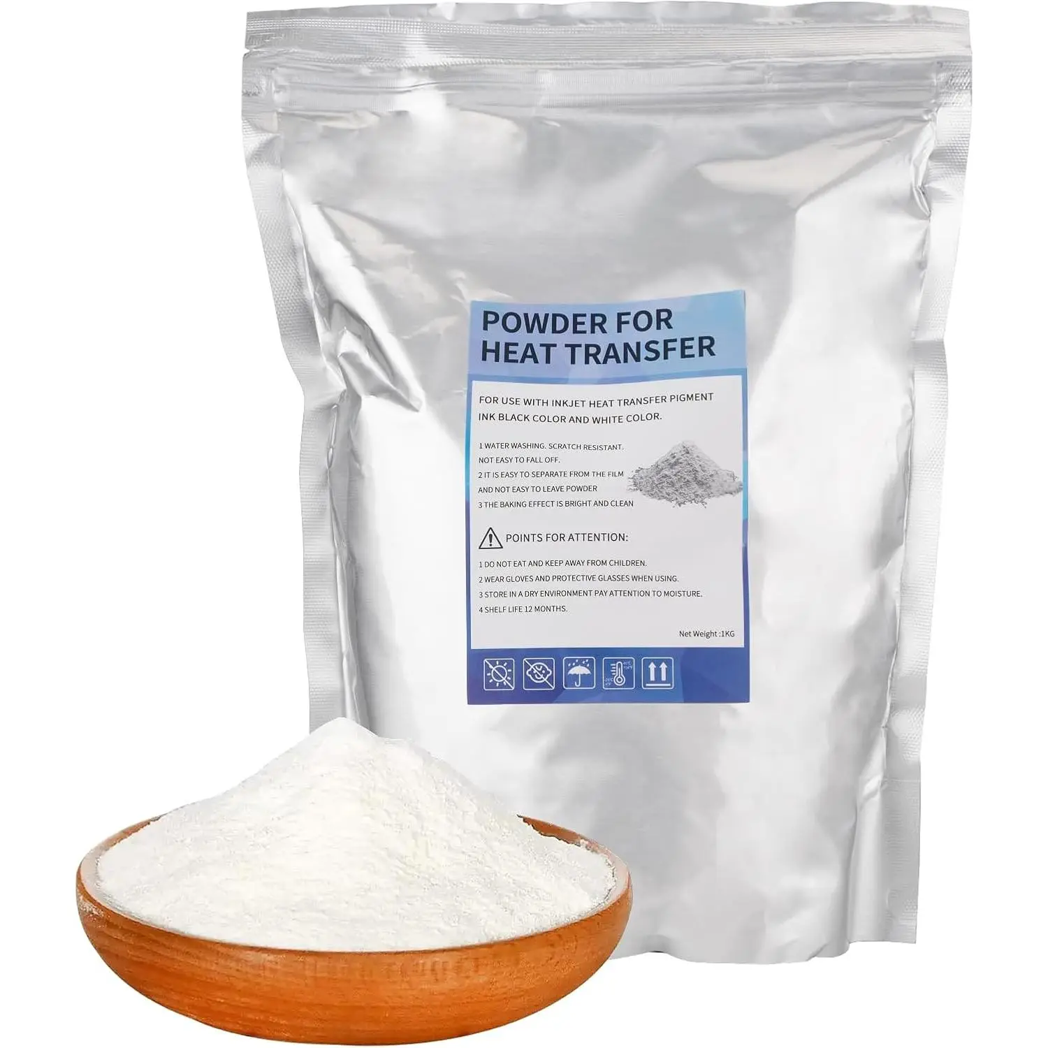 White DTF Powder 1kg/35.3oz Hot Melt Adhesive Digital DTF Powder for Sublimation, PreTreat Transfer Powder for All Fabric, Compatible with DTF and DTG Printers