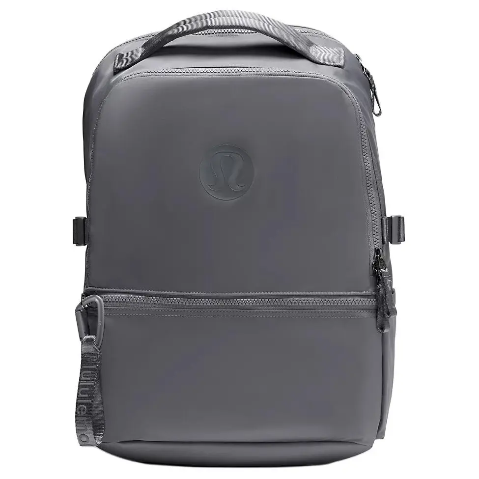Lululemon NEW CREW 22L Backpack – Unisex Nylon Laptop Bag with Logo Zip Closure in Sunlight Gray