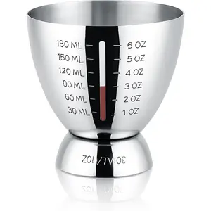 Cocktail Measuring Jigger for Bartending with Graduated Markings 1 oz to 6oz Heavy Duty 18/8 Multi-Unit Stainless Steel Shot Measure Cup
