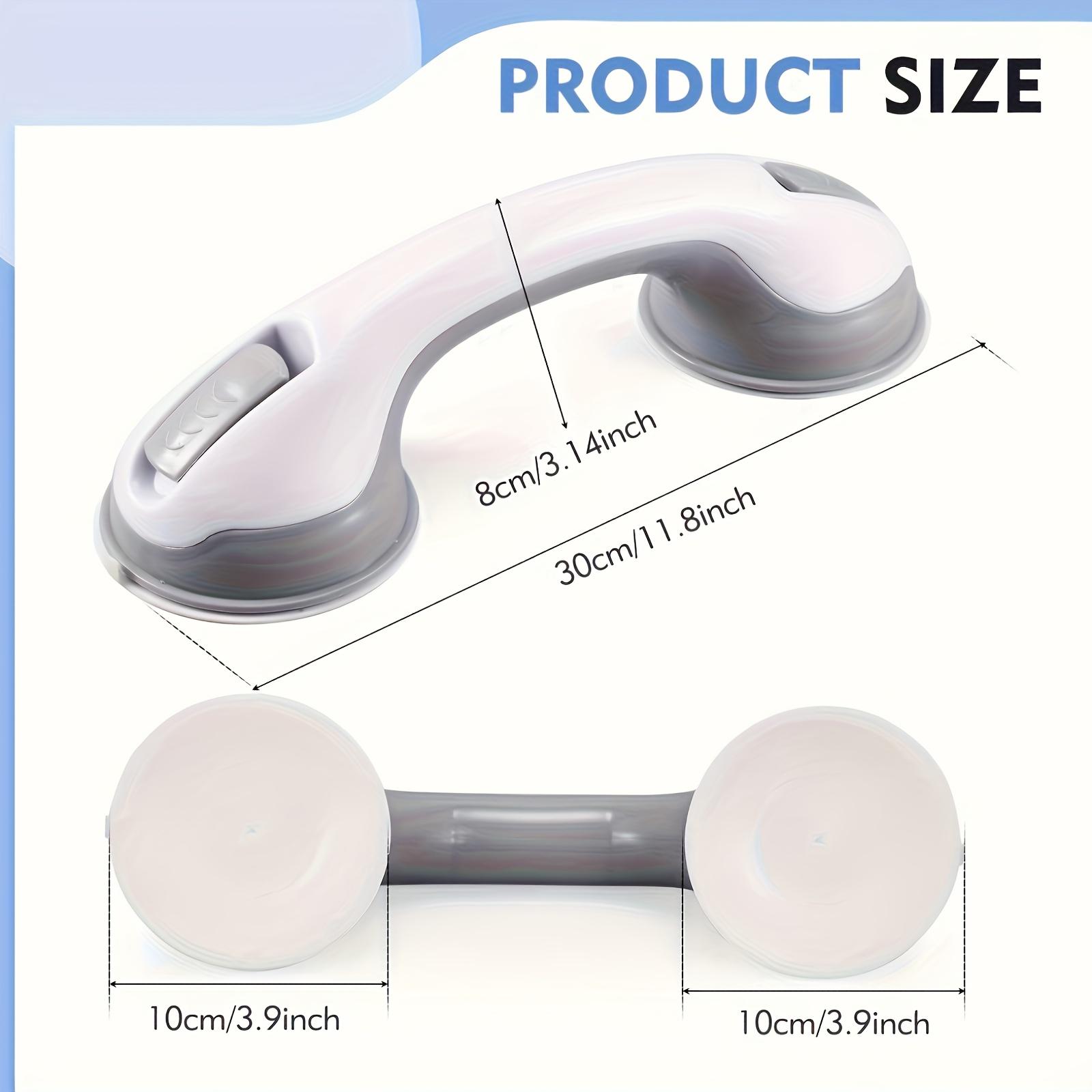 2pcs Bathroom Grab Bars Suction Cup - No Drill Shower Handles for Elderly, Adjustable Height Non-Slip Safety Rail, Toilet Fall Prevention Handrail (Easy Install)