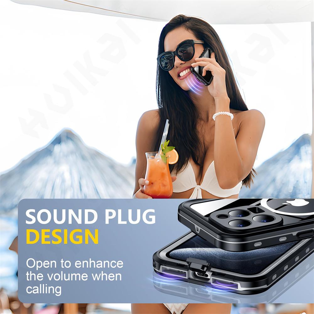 IP68 Waterproof Magnetic Case For iPhone 17 16 15 14 Pro Max Pro 13 Pro Max Protector Full Body Protective Dustproof Phone Case