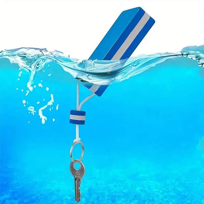 1pc Colorful PVC Floating Keychain with Metal Ring - Durable Rectangle Key Float Pendant for Boating Sport, Outdoor Activities & Leisure Recreation Equipment