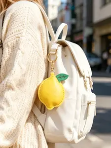Creative Lemon Keychain Pendant, Artificial Leather Lemon Key Ring, Cute Lightweight Bag Phone Case Key Chain Decor, Perfect for Outing Work Date Shopping