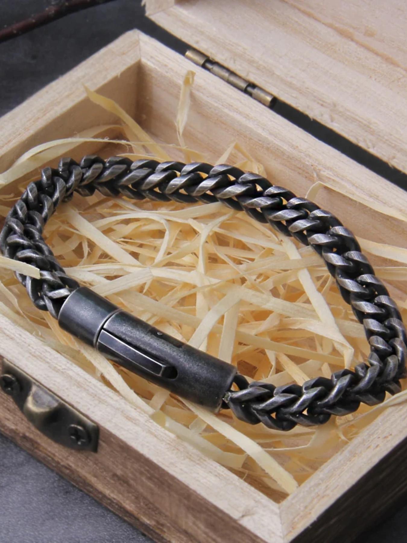 Men's Vintage Chain Bracelet, Punk Style Stainless Steel Wrist Jewelry for Party, Daily Clothing Decor, Trendy All-match & Exquisite Jewelry for Birthday Gift