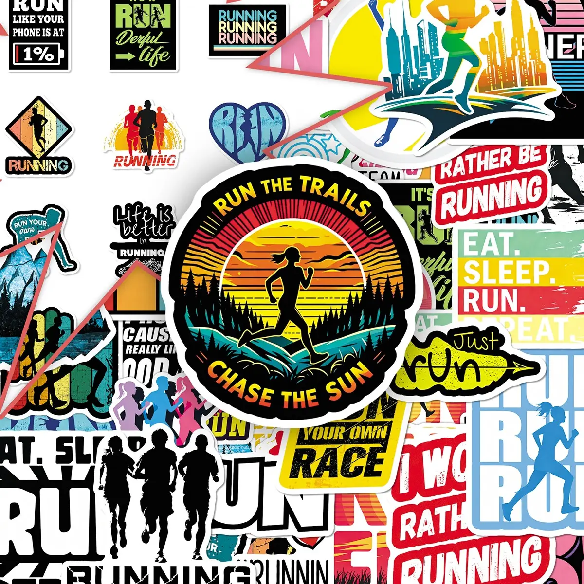 100sheets two sets of repetitive street cool running stickers cartoon sports style display cabinet electric vehicle helmet creative stickers