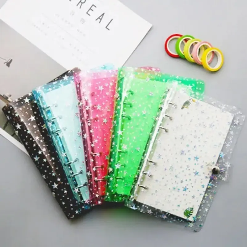 A6 Star Transparent Binder Notebook Core Cover, Office Stationery Supplies, Durable Design for Organizing Documents Efficiently