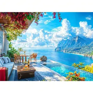 F&F Patio By The Sea Coastal Patio Puzzles Christmas Puzzles For Adults 1000 Pieces Jigsaw Puzzles For Adults Challenging Game Toys, Impossible Puzzle, Christmas Family Decoration Puzzle Challenging Family Puzzle For Women Men Seniors Challenging Puzzle F