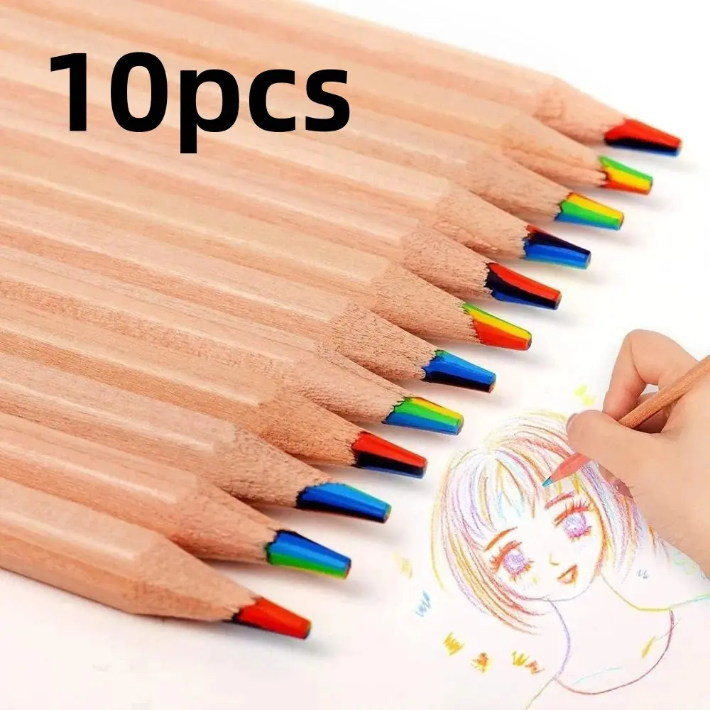 10 Pcs Wooden Colored Rainbow Color Pencils for Gradient Crayons Art Painting Drawing Pencil School Student Stationery Supplies
