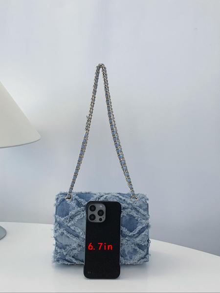 Women's Fashion Chain Strap Denim Rhombus Rough Edge Shoulder Bag, Casual Versatile Solid Color Underarm Bag, Trendy Daily Commuting Bag, Girl Fashionable Bag, Denim Crossbody Bags Women's Fashion Chain Strap Denim Rhombus Rough Edge Shoulder Bag, Casual Versatile Solid Color Underarm Bag, Trendy Daily Commuting Bag, Girl Fashionable Bag, Denim Crossbody Bags