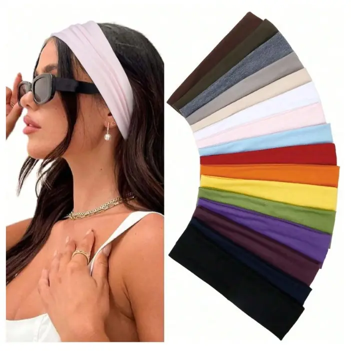 Women's Multi-Color Thin Elastic Bands Headbands, Anti-Sweat Sweat-Wicking Hair Wraps for Workout Yoga Sports, Anti-Sweat Headbands
