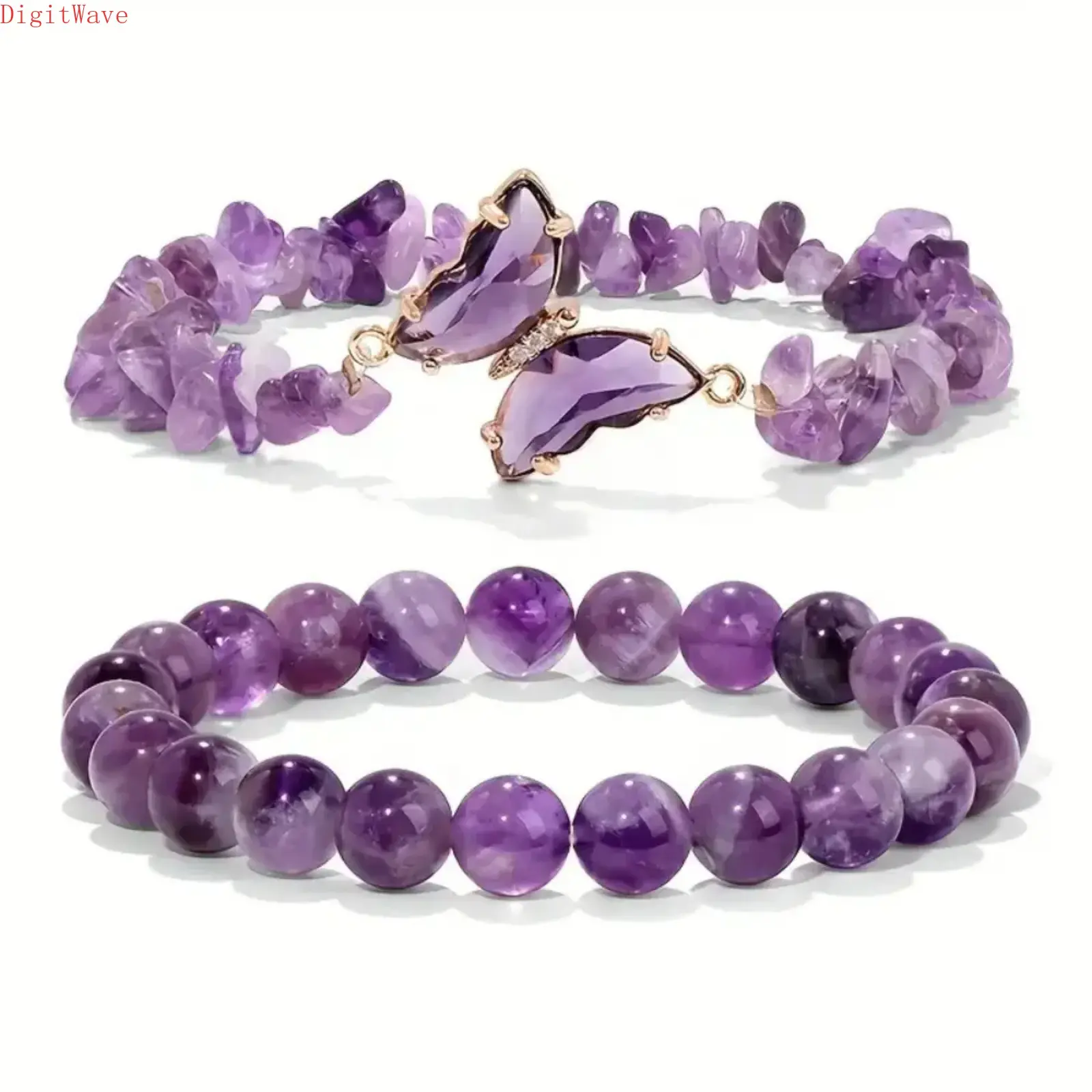Women’s Natural Stone Butterfly Charm Bracelet, Amethyst Obsidian Crystal Beaded Jewelry, Lucky Anxiety Relief Spiritual Accessory, Trendy Summer Statement Piece, Ideal for Daily Wear & Thoughtful Small Gift for Her