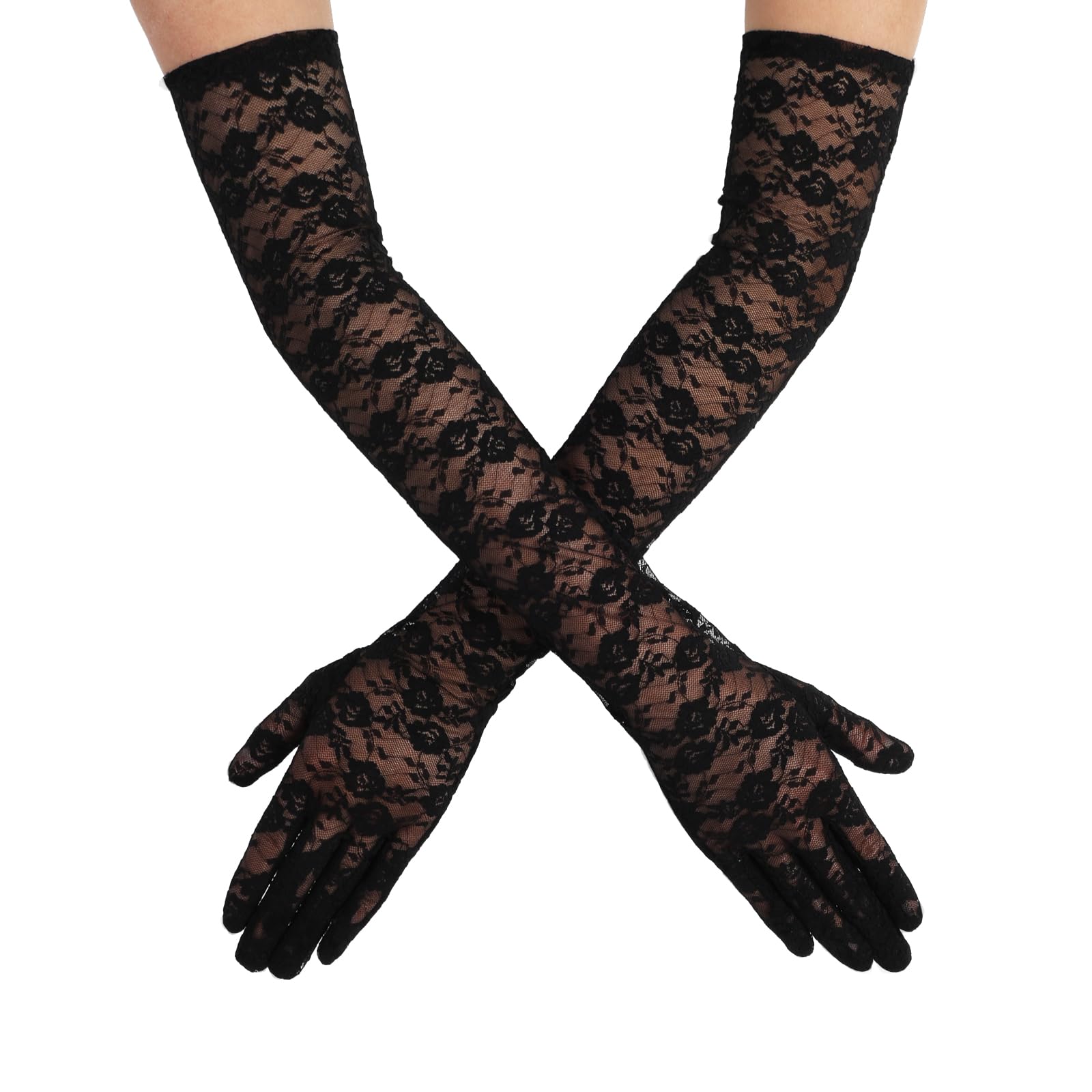 Elegant Tea Party Gloves - Women's Long Lace Mittens For Dress Cocktail Opera Parties Elegant Tea Party Gloves - Women's Long Lace Mittens For Dress Cocktail Opera Parties