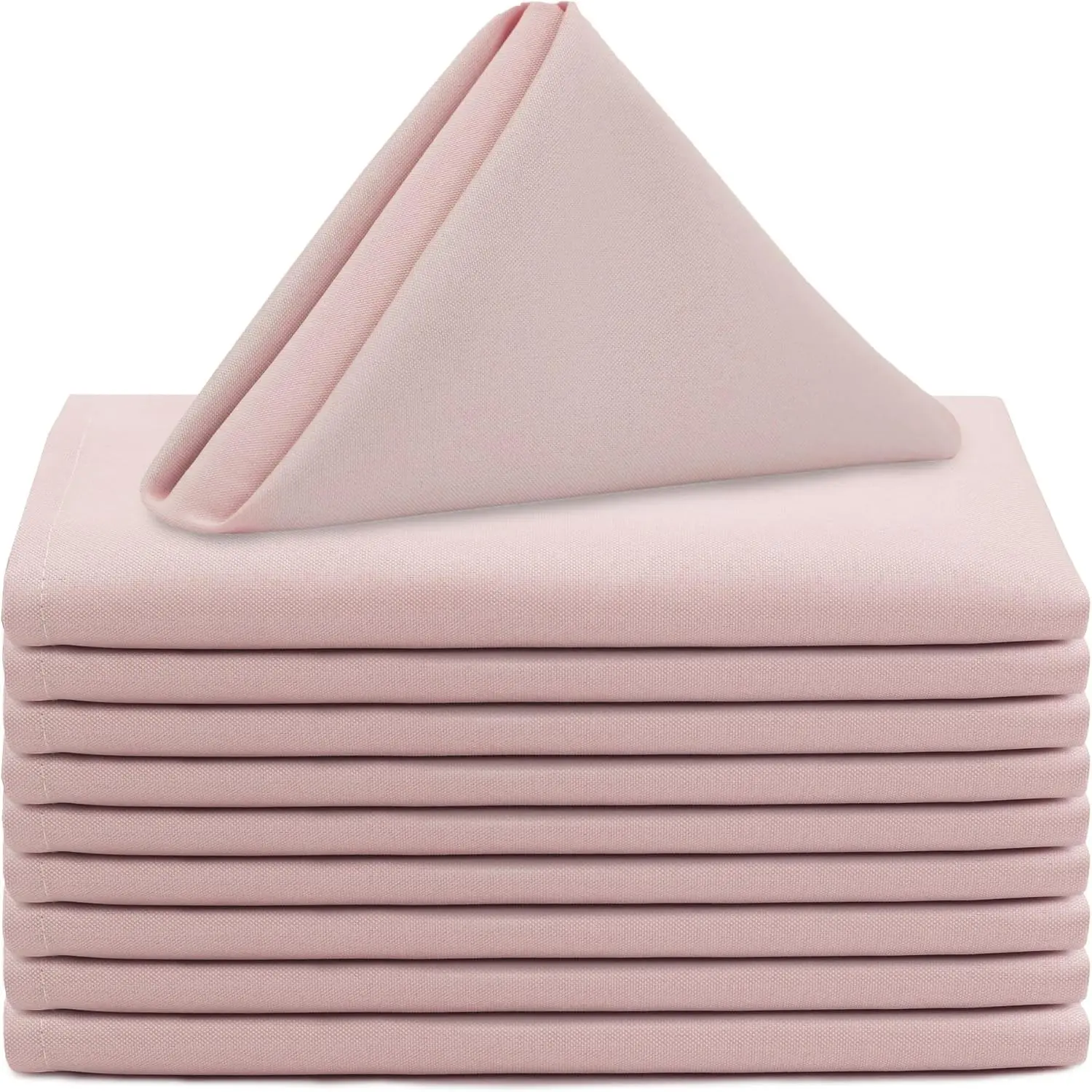 Your Chair Covers - 10 Pack 20 Inch Blush Cloth Polyester Napkins – Washable Dinner Fabric Napkins with Hemmed Edges for Weddings, Restaurants & Special Events