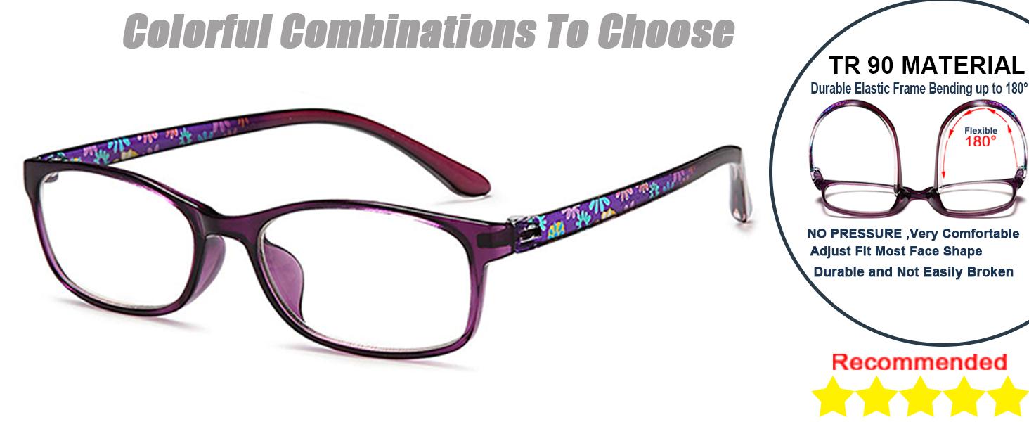 Blue Light Blocking Readers for Women - 2 Pair Ladies Computer Reading Glasses +1.25 Stylish Rectangular Frames Blue Ray Eyeglasses