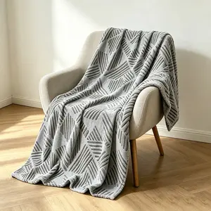 Minimalist Geometric Plush Blanket, Single/dual Size, Soft Nap Throw, Bedroom Decor, Office Rest Mat, Portable Cover