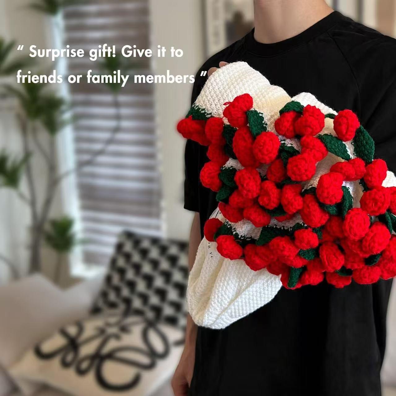 Rose hand-woven blanket, pure handmade blanket, can be turned into a bouquet of roses blanket,a gift for the object, mother, elders, a special gift-MM