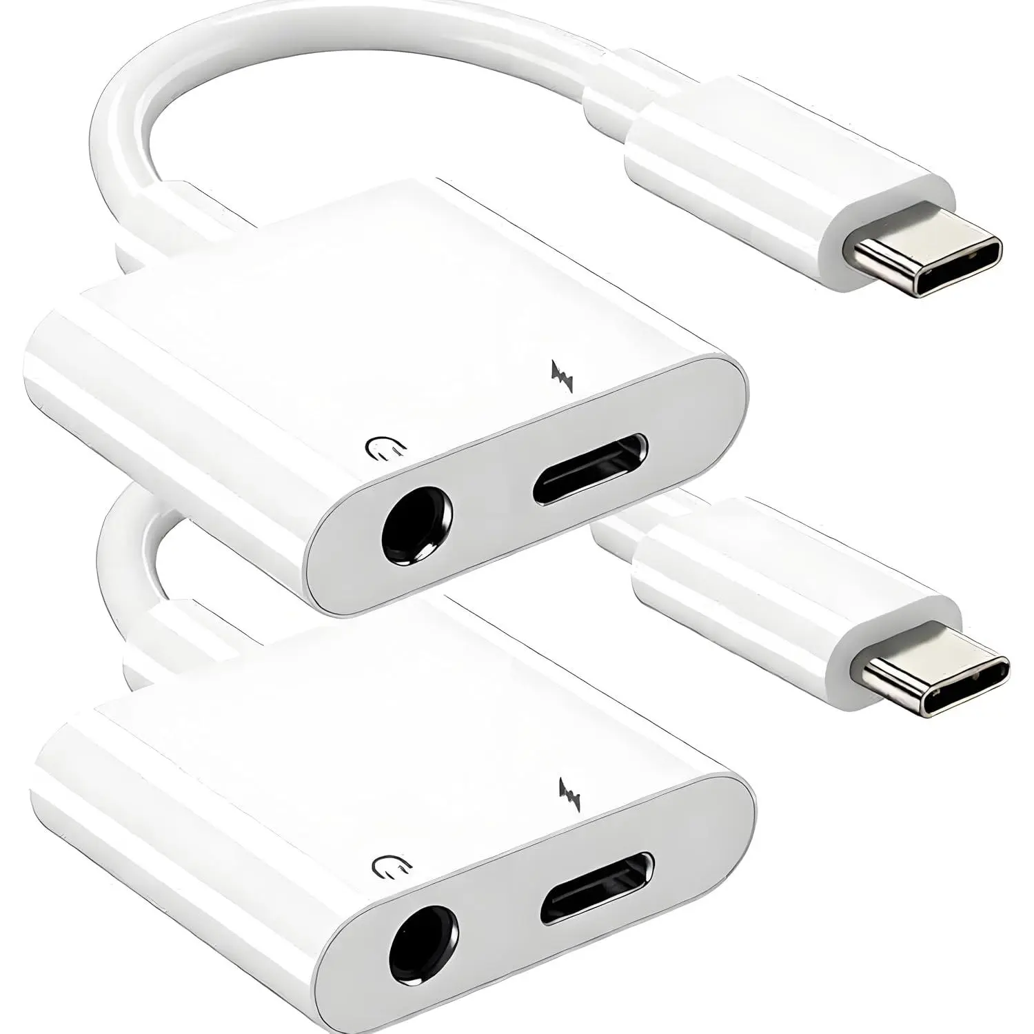USB C to 3.5mm Headphone and Charger Adapter, 2-Pack Type C to Aux Jack Dongle  Cord with PD