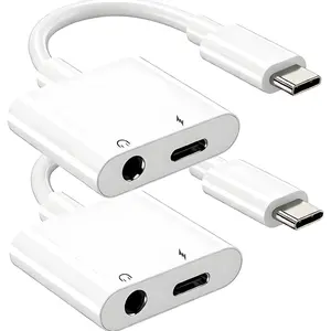 USB C to 3.5mm Headphone and Charger Adapter, 2-Pack Type C to Aux Jack Dongle  Cord with PD