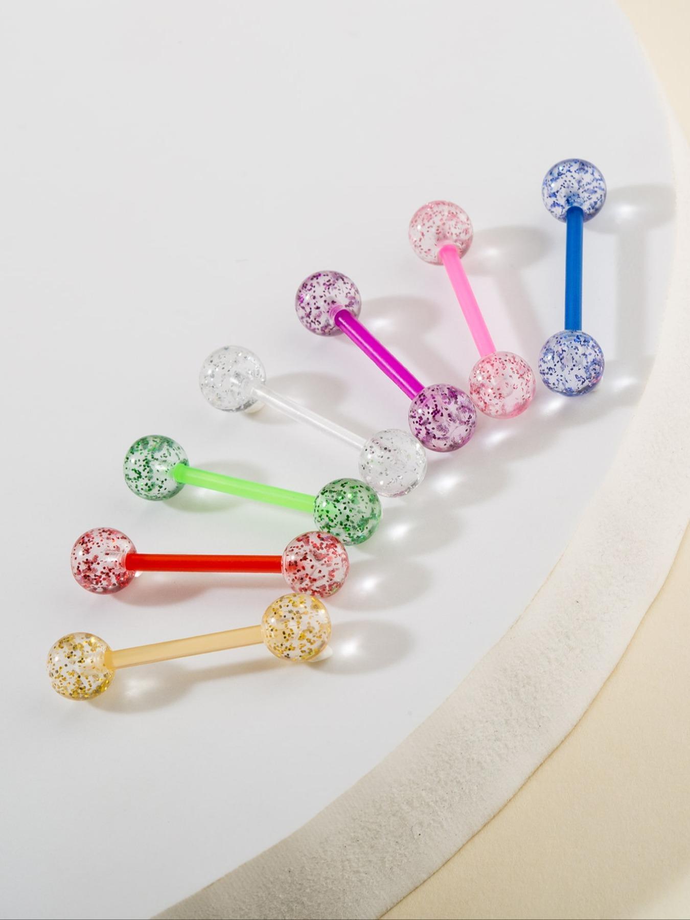Glitter Tongue Studs, Body Jewelry for Women & Men, Fashion Jewelry for Party, Daily Clothing Decor, Trendy All-match & Exquisite Jewelry for  Gift
