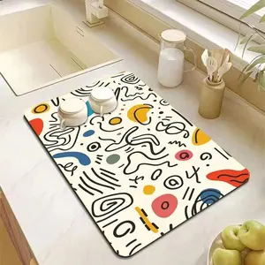Artistic Kitchen Worktop Mat Non Slip Absorbent Quick Drying Kitchen Mat Worktop Protector Coffee Machine Guard
