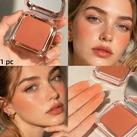 Long-lasting single blush palette, sheer and skin-blending, soft and creamy texture, easy to blend, natural brightening look, multi-purpose, can be used as eyeshadow, comes in 4 shades, suitable for all makeup looks, perfect for gifts, Cosmetics Products