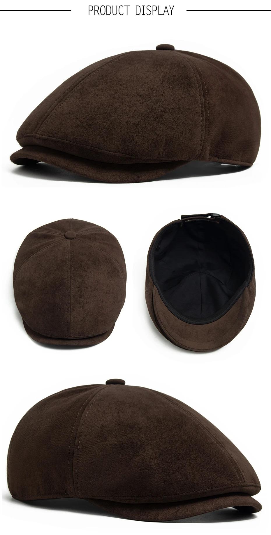 New PU Imitation leather Newsboy Cap Fashion Vintage Men Women Berets For Spring Autumn Visor Flat Hat Casual Retro Hip Hop Caps
