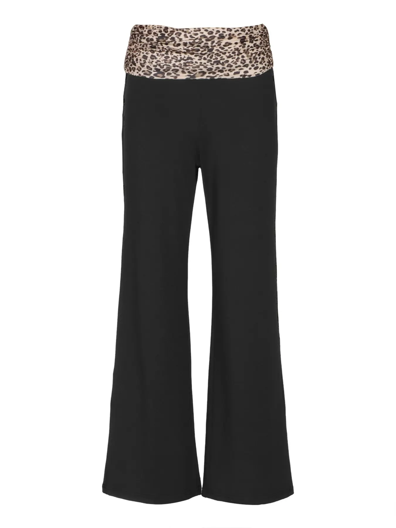 Leopard Print Waist Micro Flare Pants, Retro Style High-Waisted Jeans, Perfect for Height-Boosting Look, Trendy Fashion for Women