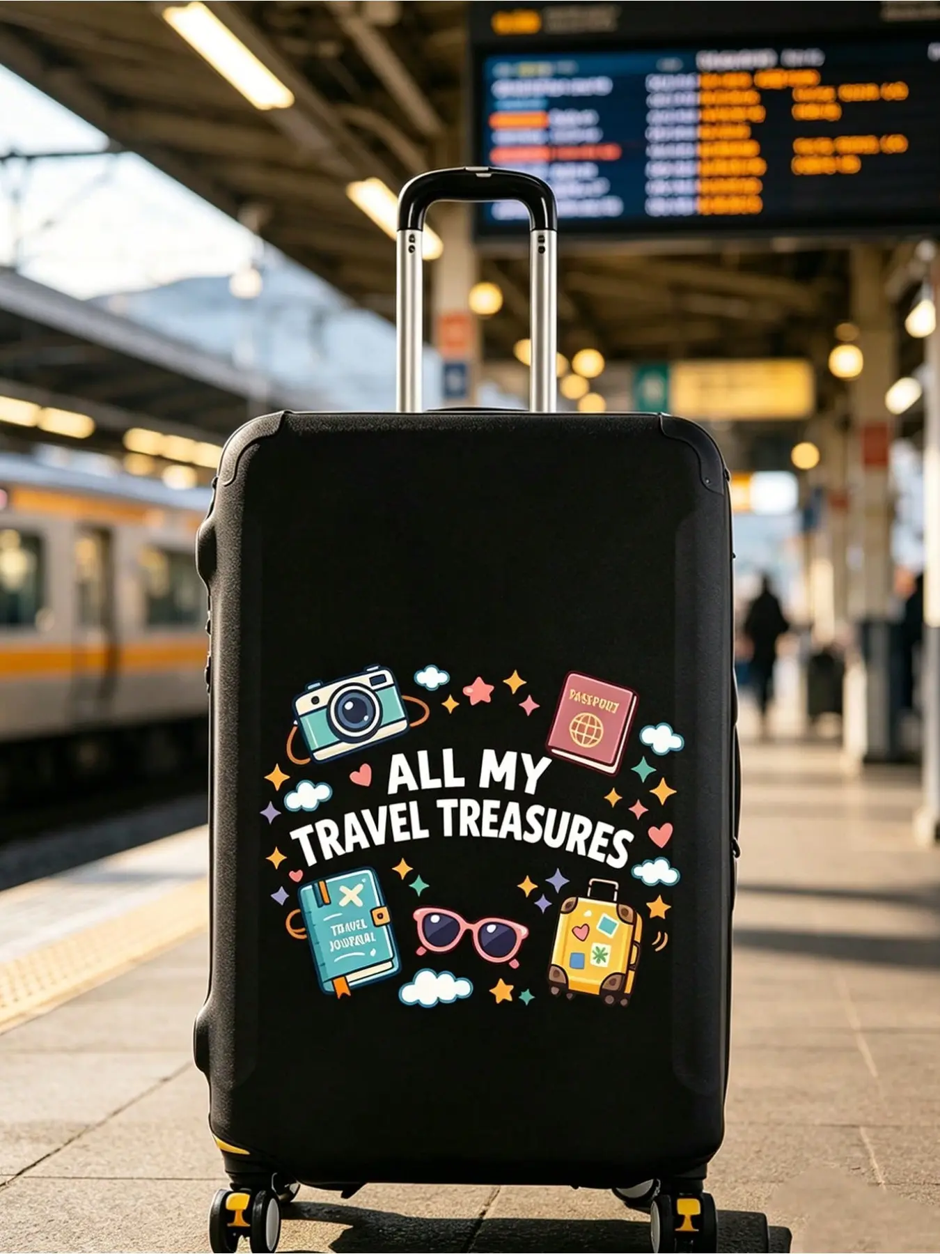18-32 Inch Durable Universal Luggage Cover, Dust & Scratch Resistant Suitcase Protector with Elastic Edge, Travel Camera Printed Design, Fits Most Rolling Luggage & Suitcases, Unisex Travel Accessory, Ideal Gift for Family, Friends, Traveling Essentials