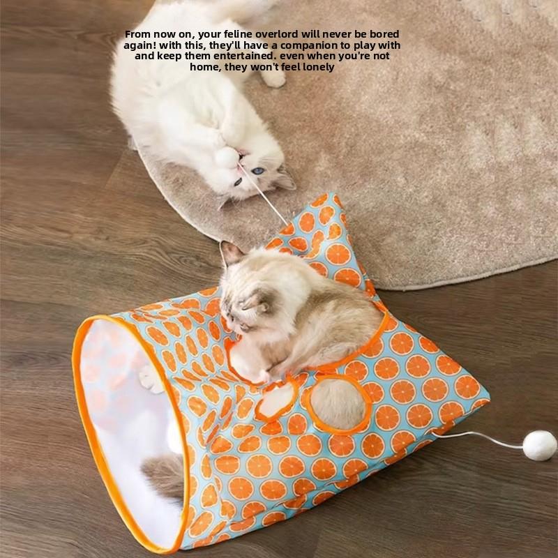Cat Crinkle Tunnel & Burrow Bag - 3-Way Interactive Play Tube with Sound Paper - Foldable Hideaway Toy for Indoor Cats - Durable Chasing & Exercise Toy for Kittens silicone feeder shaped harness retractable leashes jumping