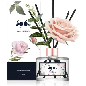 Rose Flower Reed Diffuser, Red Rose, 200ml(6.7oz) Reed Diffuser Sets, Home Fragrance Scented Oils for Home & Bathroom Décor