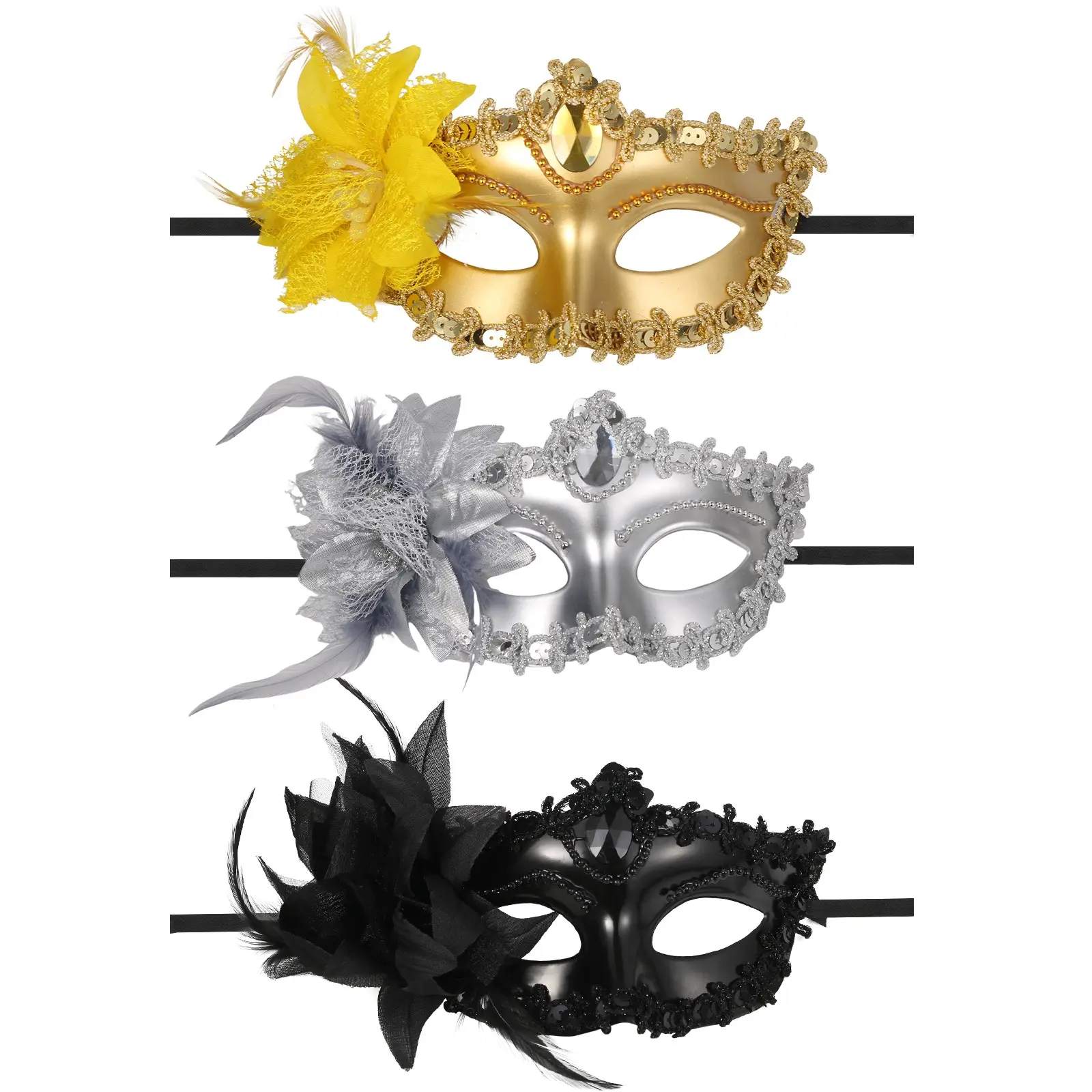 Women's Tulle Floral Half-Face Venetian Masquerade Ball Mask - Gothic, Comfortable, Lightweight Plastic Fashion Accessory, Accessories, Flowers