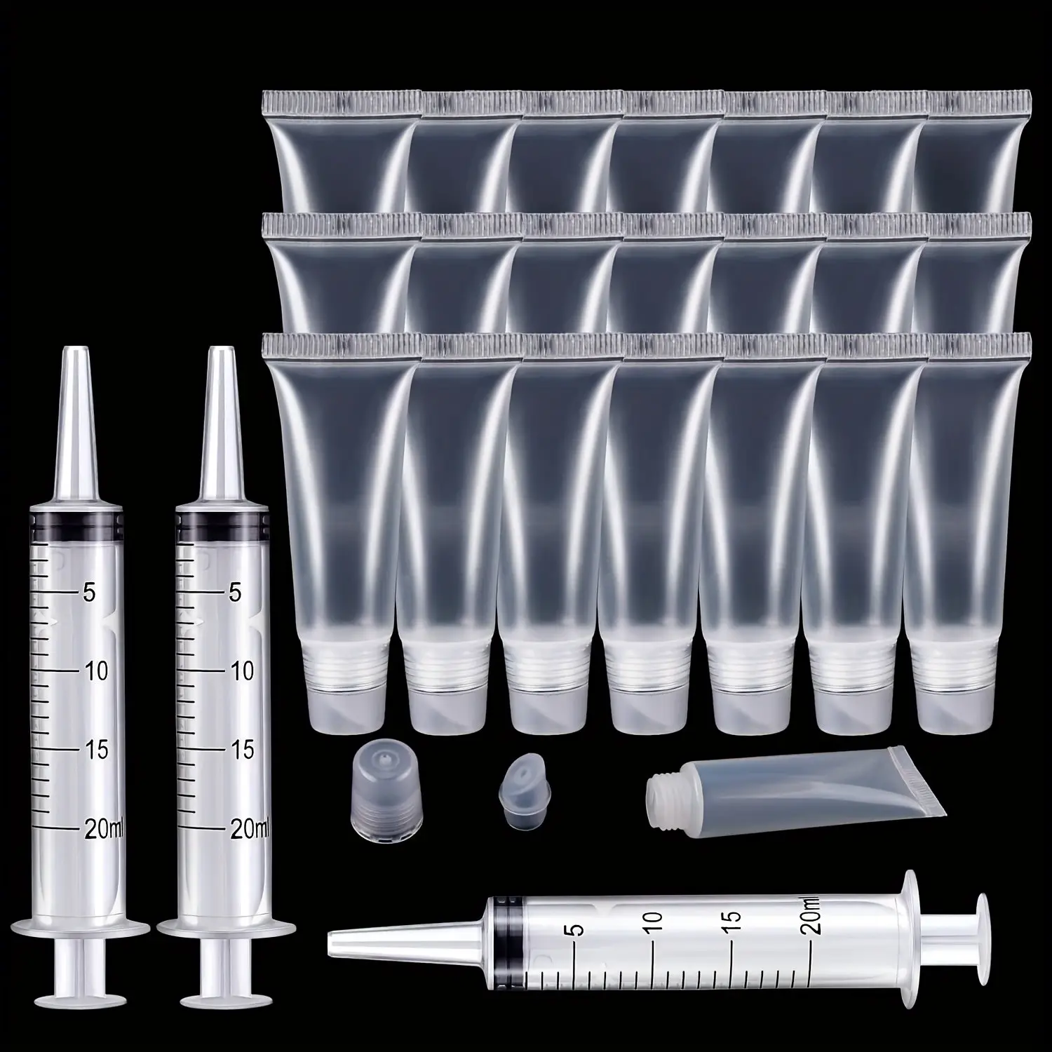 22 Lip Gloss Bottles with 3 Syringes, Essential Makeup Tools for Smooth Application, Perfect for Beauty Enthusiasts & Professionals