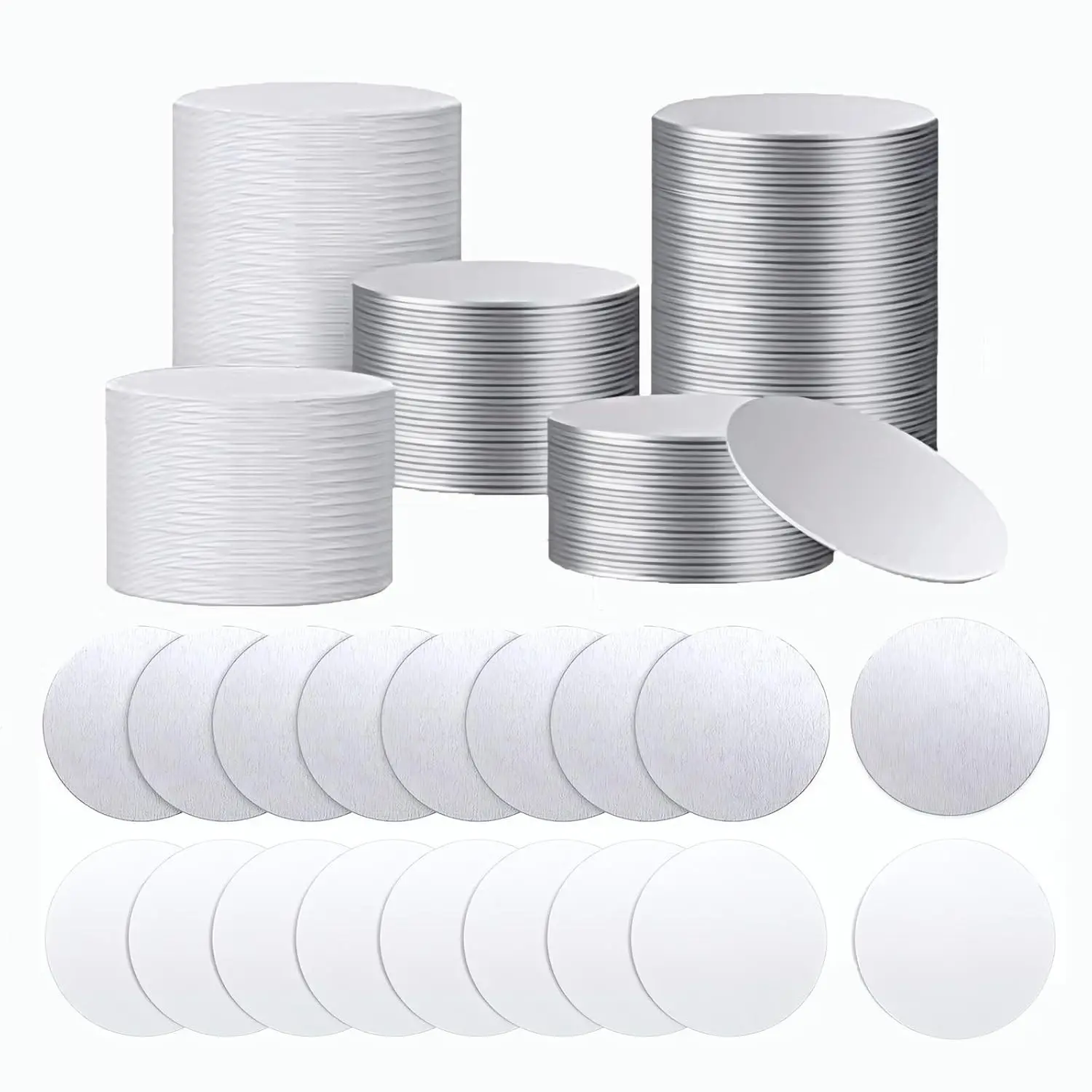 100Pcs 2 Inch Round Sublimation Blank Aluminum Sheets, Heat Transfer Aluminum Board for Breastpin, Scalable Badge Holder, Photo Tray, Collapsible Phone Holders
